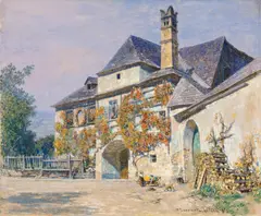 Max Suppantschitsch, House in Spitz at the Danube, Wachau, 1915, mixed media on paper on cardboard