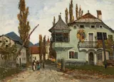 Theodor von Hörmann, At the customs barrier - The old Graßmayr-house (Athesia-house) in Brixen-Zinggen