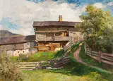 Marie Egner, Farmstead in the Gasteiner Valley, oil on canvas on plate