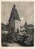 The Linzertor in Freistadt, Upper Austria by Hans Rudolph Hentschel, 1926, etching on paper, offered Apr 2019