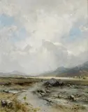 Eduard Peithner Ritter von Lichtenfels, Vast valley, 1910, mixed media on cardboard
