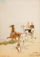 Gottfried Wilda, Carriage ride, watercolour on paper