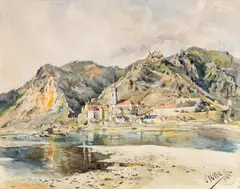 Richard Pichler, View of Dürnstein at the Danube, 1932, watercolour on paper