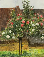 Franz Rumpler, Rose tree, oil on panel