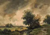 Remigius Adrianus Haanen, River landscape and stormy clouds