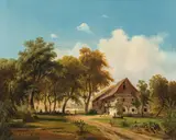 Carl I. Schweninger, Landscape with a farmhouse, oil on canvas