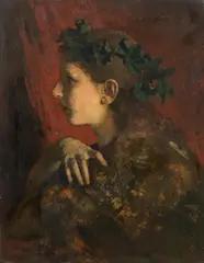 Franz Rumpler, Girl with ivy wreath, 1874, oil on panel