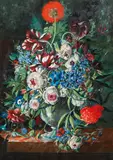 Richard Handler, Still life of flowers, oil on panel