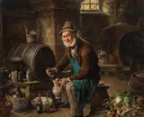 Hermann Armin Kern, Farmer in a wine cellar, 1900, Oil on canvas