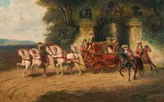 Alexander von Bensa, Carriage drive, Oil on panel