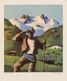Alfons Walde, Mixed lot: five prints ("Sommer in Tirol", "Bergfrühling", "Sommer auf der Alm", "Frühling in Tirol", "Holzknecht")