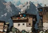 Oskar Mulley, Mountain farm, c. 1930, oil on canvas