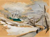 Josef Dobrowsky, Gerersdorf near St. Pölten, mixed media on paper