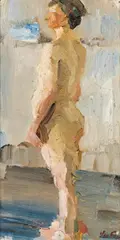 Girl nude by Leo Putz, oil on canvas on cardboard, sold Feb 2019