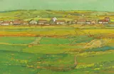 Siegfried Stoitzner, Landscape in the north of Bisamberg, 1975, gouache on paper