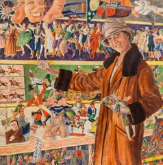 Oskar Hauenstein, The Toy Shop, oil on cardboard