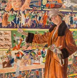 Oskar Hauenstein, The Toy Shop, oil on cardboard