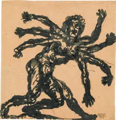 Anton Hanak, Study sheet of a sculpture, 1923, India ink on paper