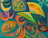 Greta Freist, Composition Surrealiste abstrait, 1965, oil on canvas