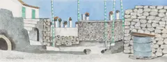 Herbert Breiter, Mediterranean village, 1985, gouache on paper