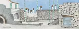 Herbert Breiter, Mediterranean village, 1985, gouache on paper