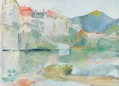 Sergius Pauser, Mixed lot: two watercolours ("Waidhofen an der Ybbs", "Garten in Waidhofen"), 1945, watercolour on paper, one sheet mounted on cardboard, both sheets unframed