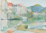Sergius Pauser, Mixed lot: two watercolours ("Waidhofen an der Ybbs", "Garten in Waidhofen"), 1945, watercolour on paper, one sheet mounted on cardboard, both sheets unframed