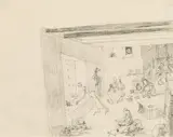 Fritz von Herzmanovsky-Orlando, Interieur mit 8 Personen, 1919, pencil on paper
