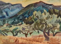 Willy Eisenschitz, Landscape in the Alpilles, watercolour on paper