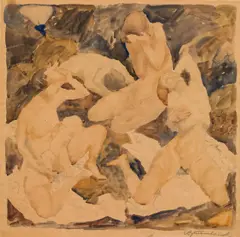 Arthur Brusenbauch, Lamenting women, 1919, watercolour on paper