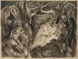 Albert Birkle, Rest on the flight, c. 1946, charcoal on paper
