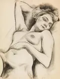 Albert Birkle, Female nude, 1926, charcoal on paper