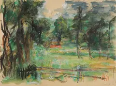 Gerhardt Frankl, View into the countryside, 1949, mixed media on paper