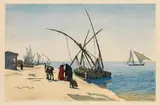 Leo Frank, Mixed lot: three colour woodcuts  ("Schiffe am Nil", "Orientalische Landschaft", "Vor dem Gewitter"), colour woodcut on paper