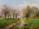 Spring landscape by Alois Arnegger, oil on canvas, sold Feb 2019
