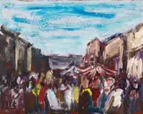 Georg Eisler, Market, 1976, oil on canvas