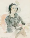 Anton Tiefenthaler, Sitting lady, 1975, mixed media on paper
