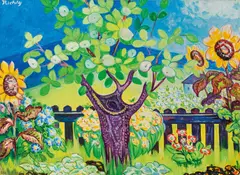 Rudolf Richly, My garden, oil on canvas on hardboard