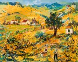 Ernst Huber, Summer landscape, oil on canvas on cardboard