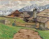 Alpine landscape by Carl O’Lynch of Town, oil on canvas, sold Feb 2019