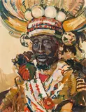 Emil Rizek, Portrait of a South African Zulu chief, 1935, oil on paper on cardboard