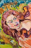 Helene Funke, Floating woman, watercolour and gouache over pencil on paper