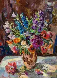 Wilhelm Kaufmann, Still life with summer flowers, oil on canvas