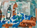 Gustav Hessing, Still life with bottles, oil on canvas