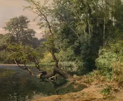 Leopold Rothaug, River landscape, 1930, oil on canvas