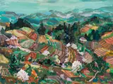 Wilhelm Kaufmann, Am Wechsel zur Baumblüte, 1965, oil on hardboard