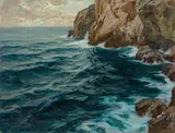 Coastal landscape by Carl O’Lynch of Town, oil on canvas, sold Feb 2019