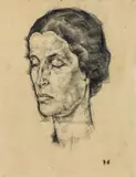 Ernst Nepo, Portrait of Frau von Guggenberg (head study), 1925, charcoal on paper