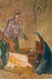Hans Josef Weber Tyrol, Christmas Eve, oil on cardboard
