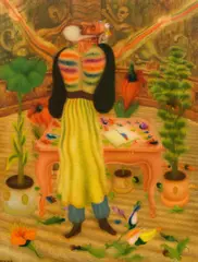 Arik Brauer, Schawuot, a Hod, 1980, Oil on acryl primed paper on plywood laminated with white glue (Polyvinyl); framed